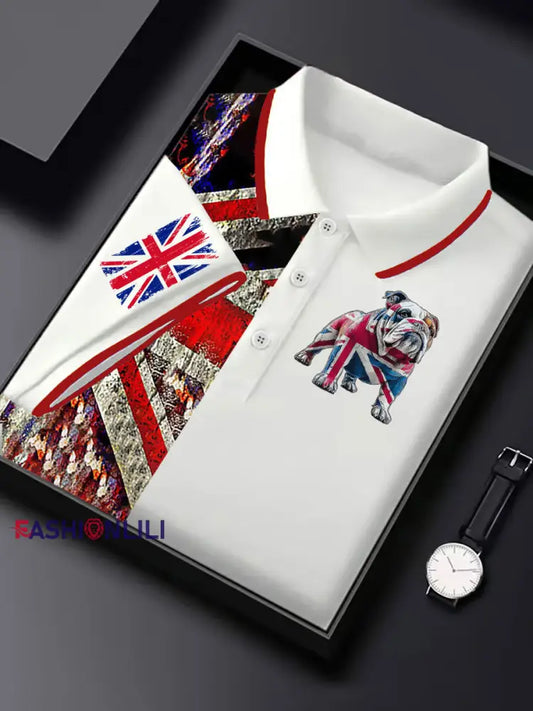 Men’s Vintage England Flag Casual Shirt White / S