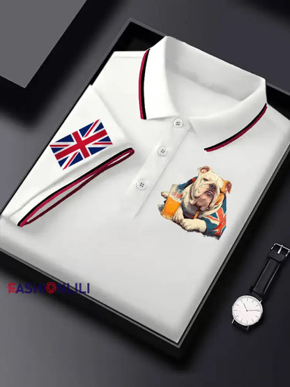 Men’s Vintage England Flag Casual Shirt White / S