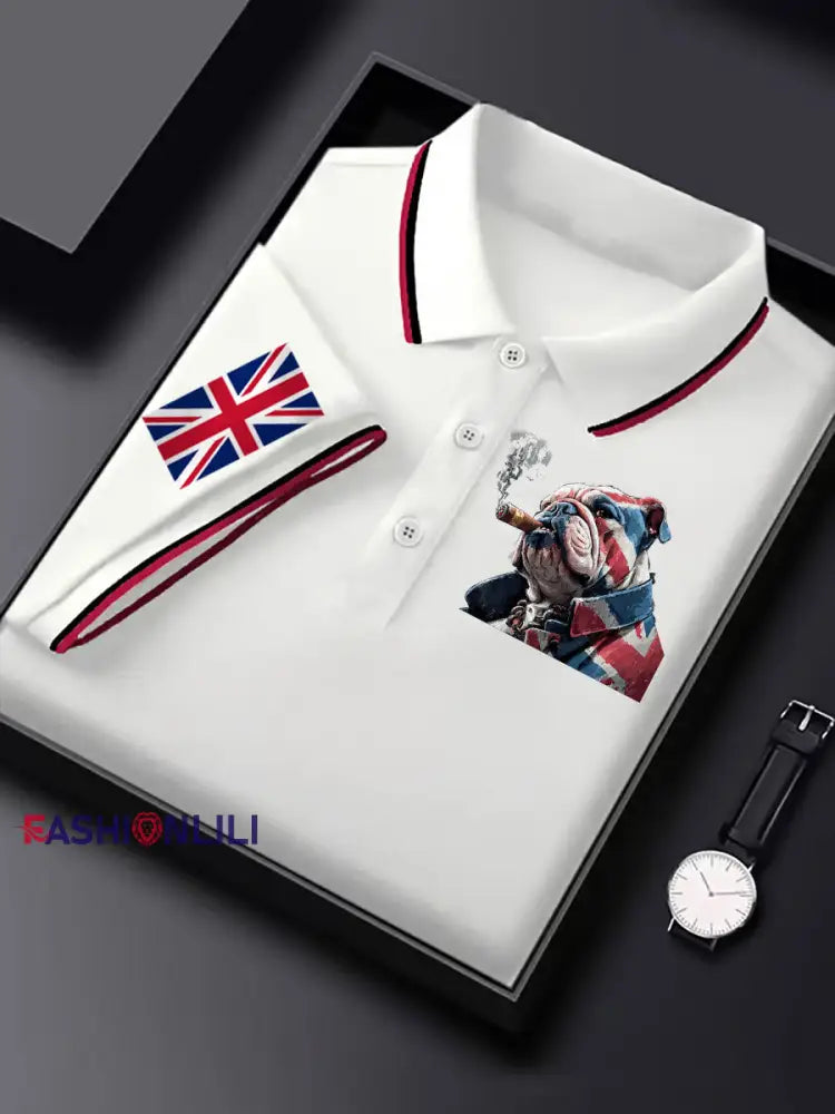 Men’s Vintage England Flag Casual Shirt White / S