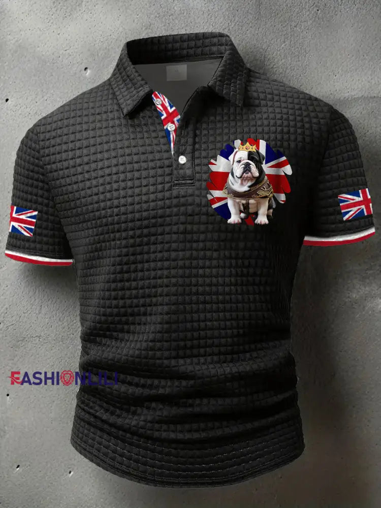 Men’s Vintage England Flag Printed Casual Tops Black / S