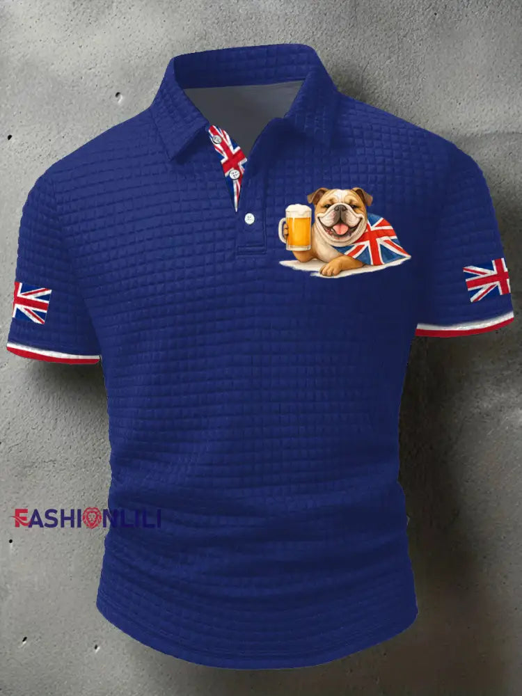 Men’s Vintage England Flag Printed Casual Tops Blue / S