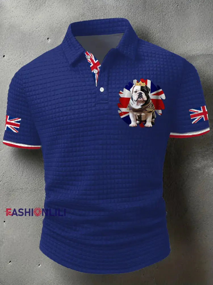 Men’s Vintage England Flag Printed Casual Tops Blue / S