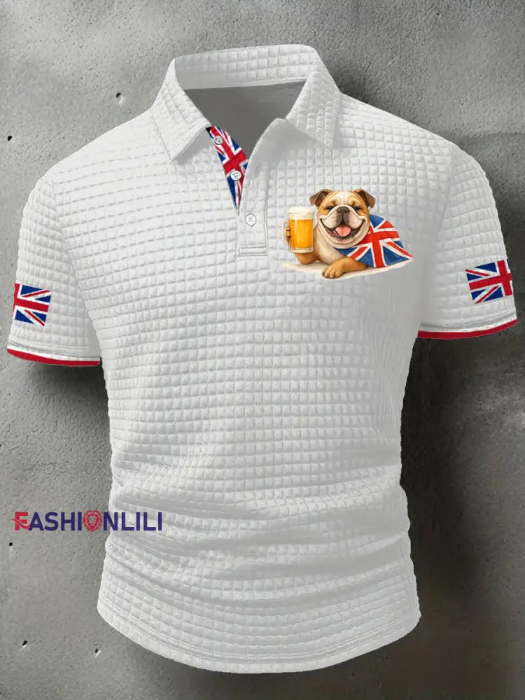 Men’s Vintage England Flag Printed Casual Tops White / S