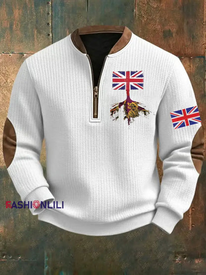 Men’s Vintage England Flag Printed Sweatshirt White / S