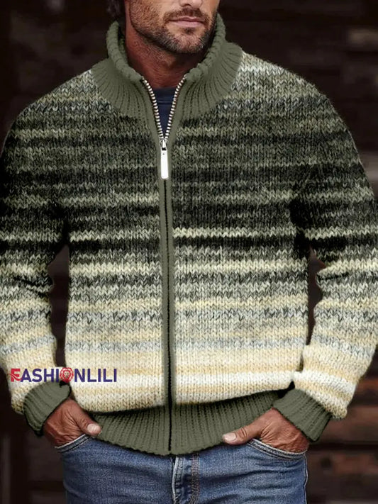 Men’s Vintage Gradient Color Cozy Knit Cardigan As picture / S