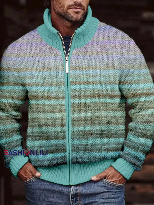 Men’s Vintage Gradient Cozy Knit Hoodie As picture / S