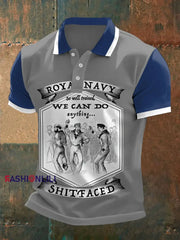 Men’s Vintage Royal Navy Dancing Team Print Casual Top Gray / S