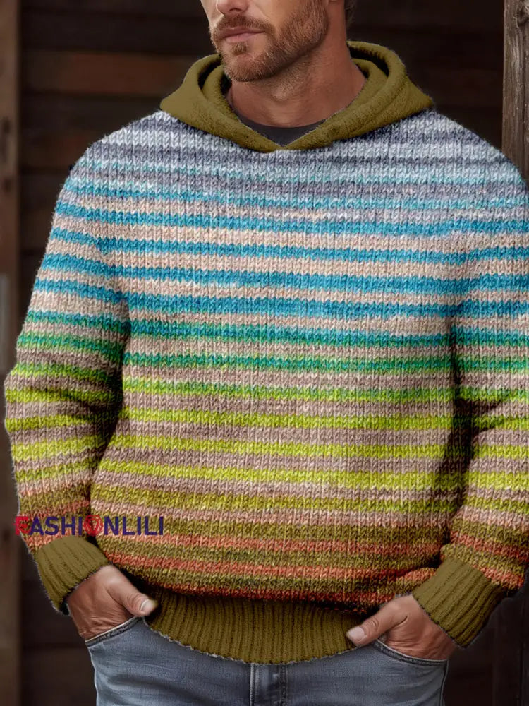 Men’s Vintage Striped Cozy Knit Sweater As picture / S