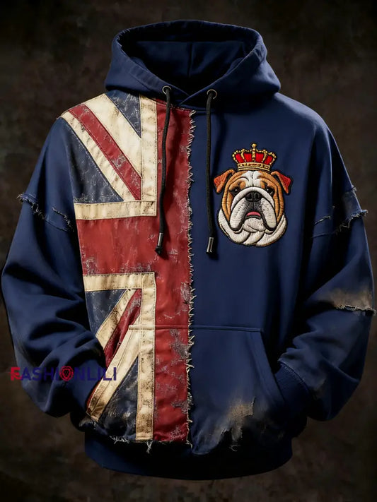 Men’s Vintage UK Flag Printed Hoodie As picture / S