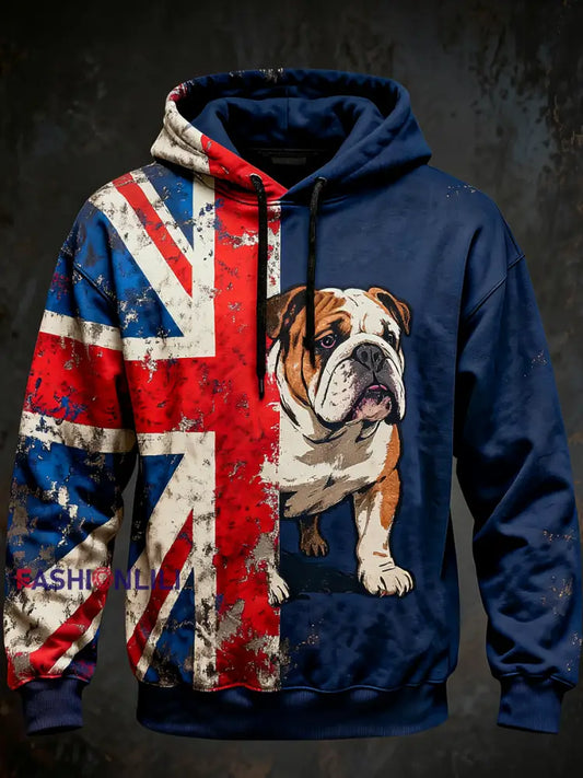 Men’s Men’s Vintage UK Flag Printed Hoodie As picture / S