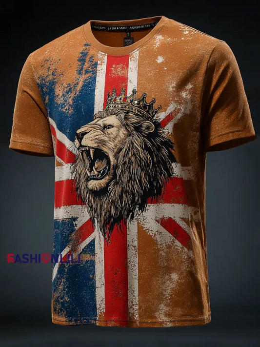 Men’s Vintage UK Flag Printed T-shirt As picture / S