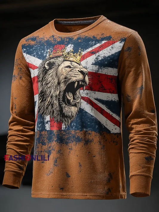 Men’s Vintage UK Flag Printed T-shirt As picture / S