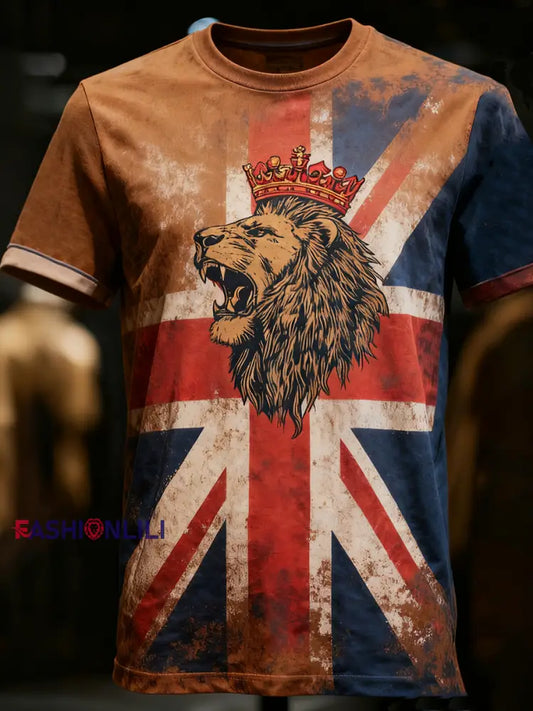 Men’s Vintage UK Flag Printed T-shirt As picture / S
