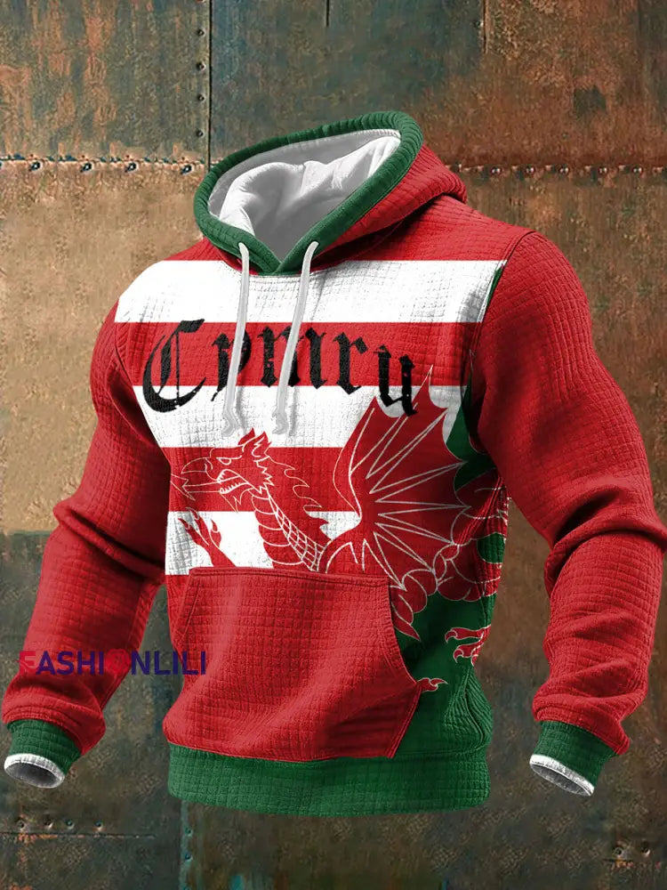 Men’s Wales Rugby Lover CYMRU Print Hoodie Red / S