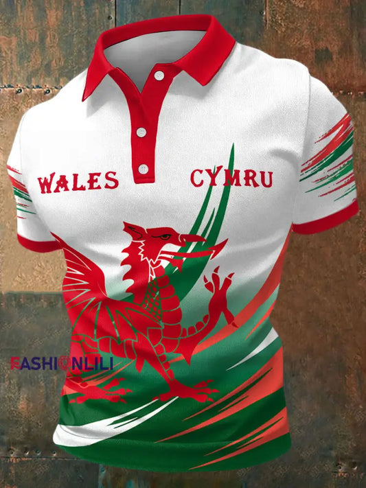 Men’s Wales Rugby Lover CYMRU Printed Casual Tops White / S