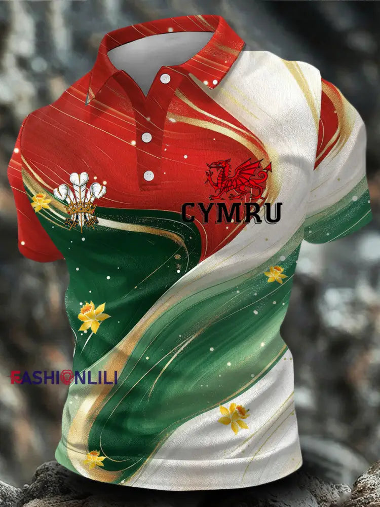 Men’s Wales Welsh Lover Printed Casual Tops As picture / S