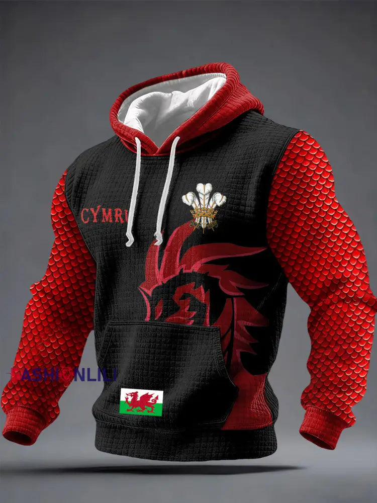 Men’s Wales Welsh Lover Printed Hoodie Black / S