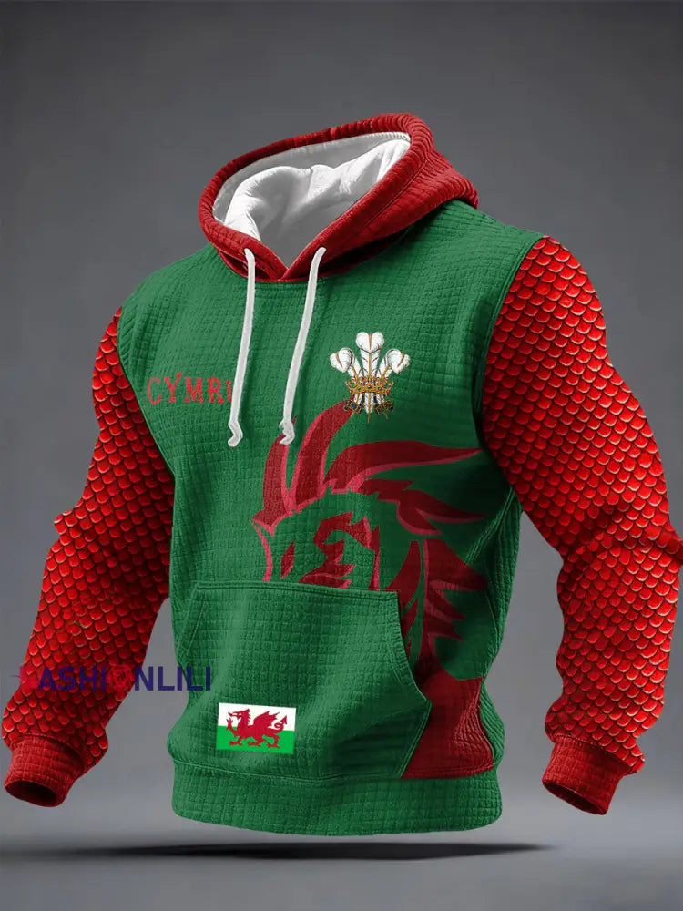Men’s Wales Welsh Lover Printed Hoodie Green / S