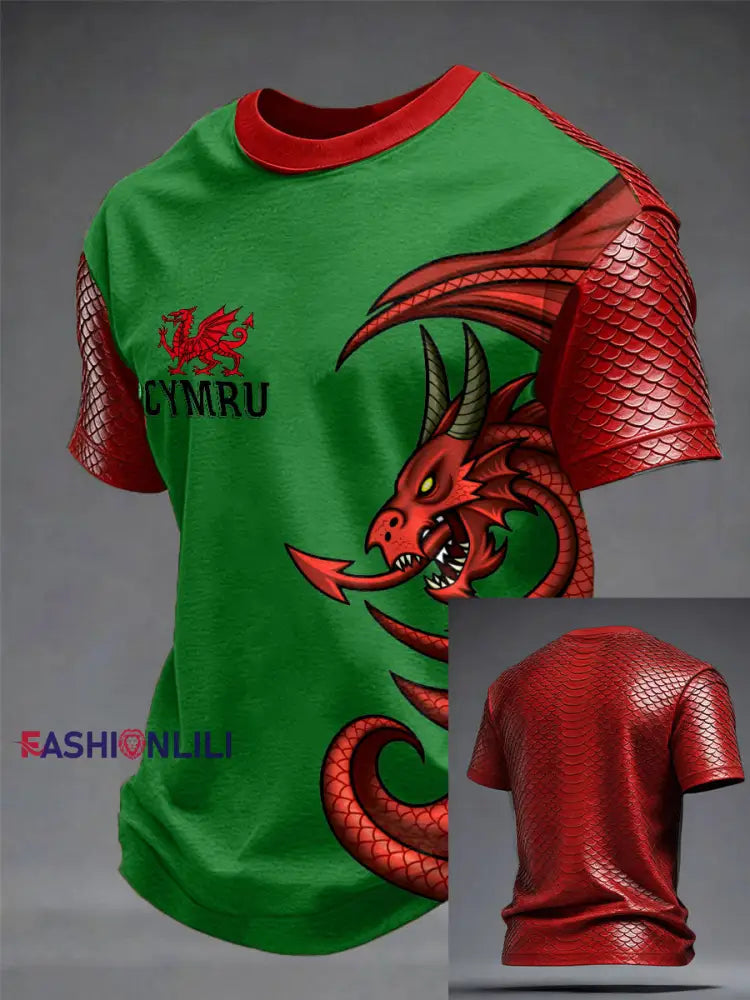 Men’s Wales Welsh Lover Printed T-shirt Green / S