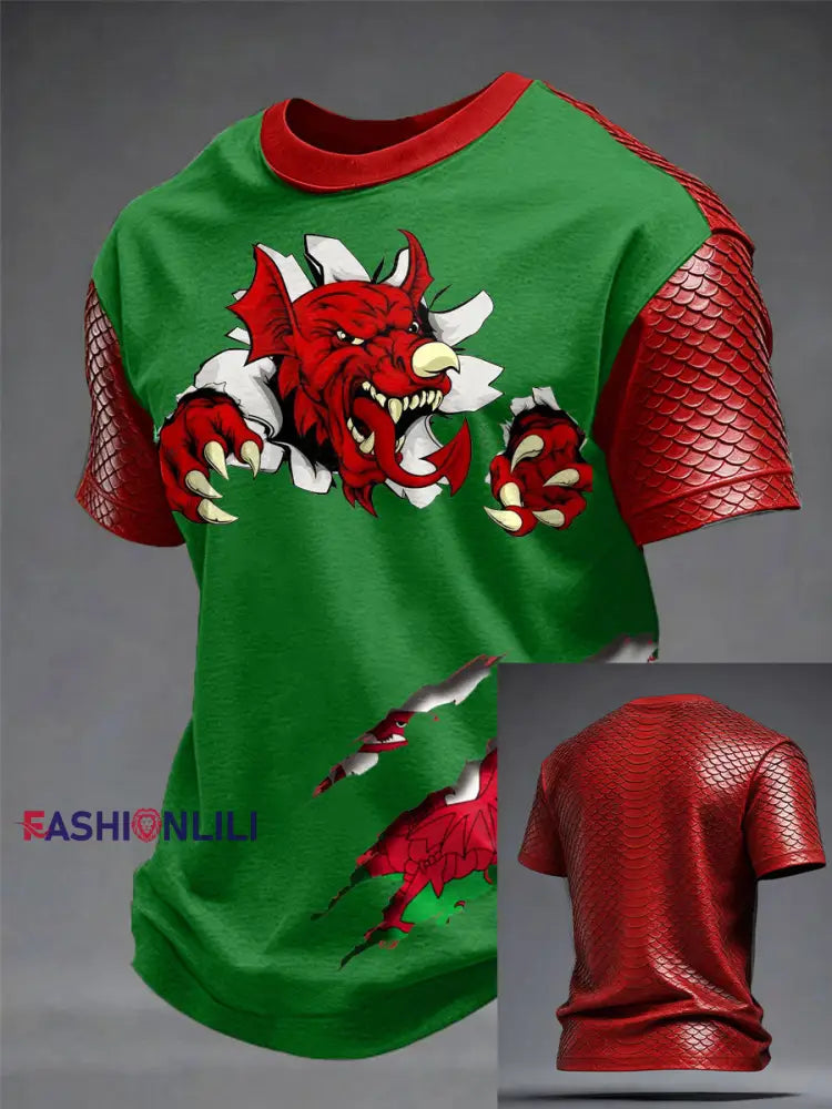 Men’s Wales Welsh Lover Printed T-shirt Green / S