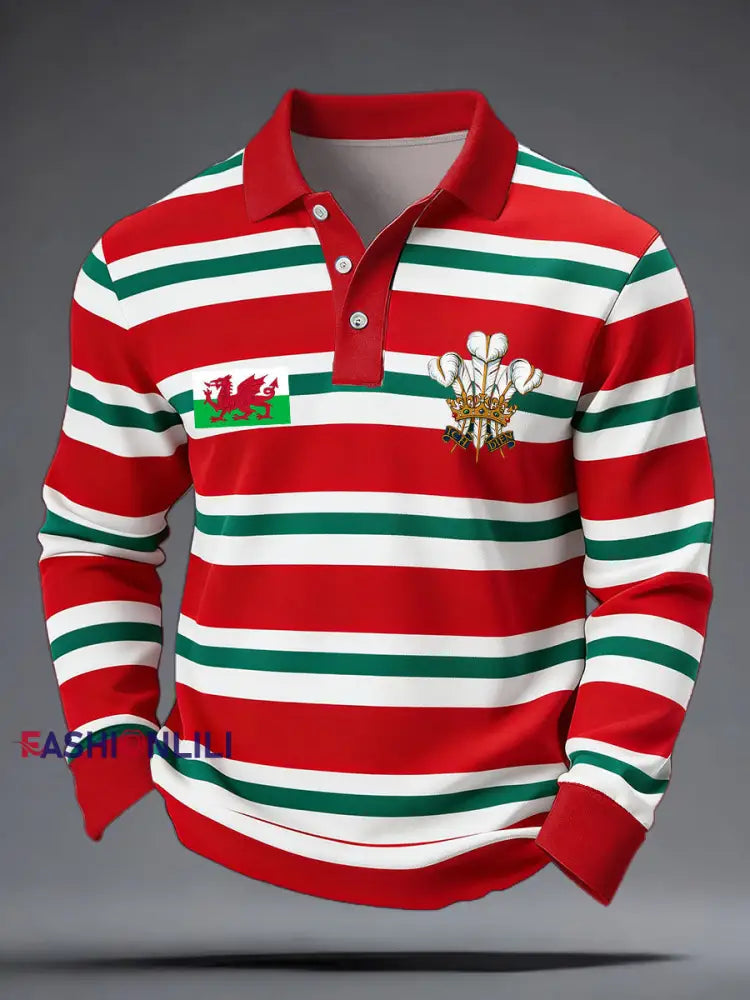 Men’s Wales Welsh Rugby Lover Printed Casual Tops Red / S