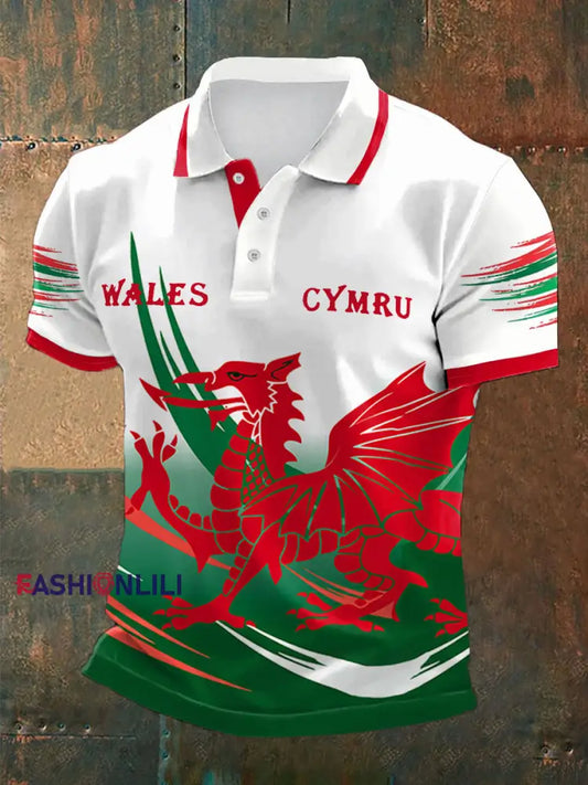 Men’s Wales Welsh Rugby Lover Printed Casual Tops White / S