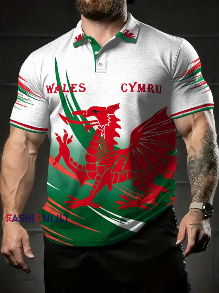 Men’s Wales Welsh Rugby Lover Printed Casual Tops White / S