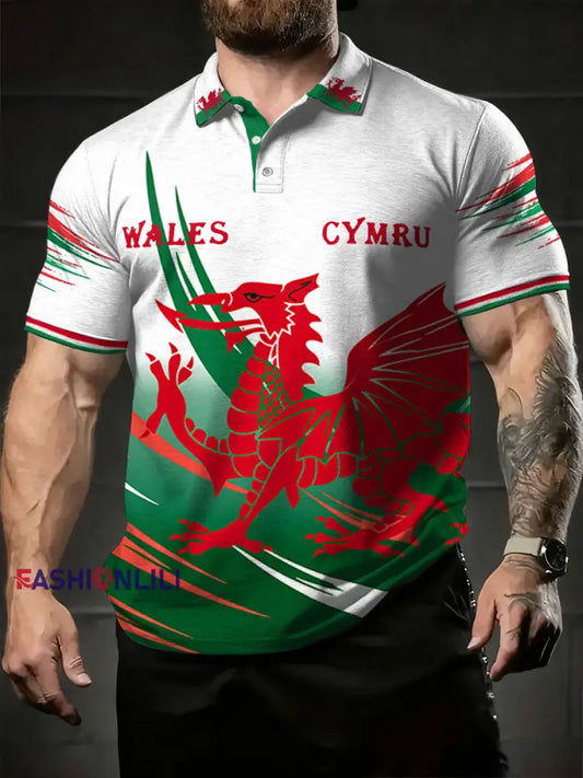 Men’s Wales Welsh Rugby Lover Printed Casual Tops White / S