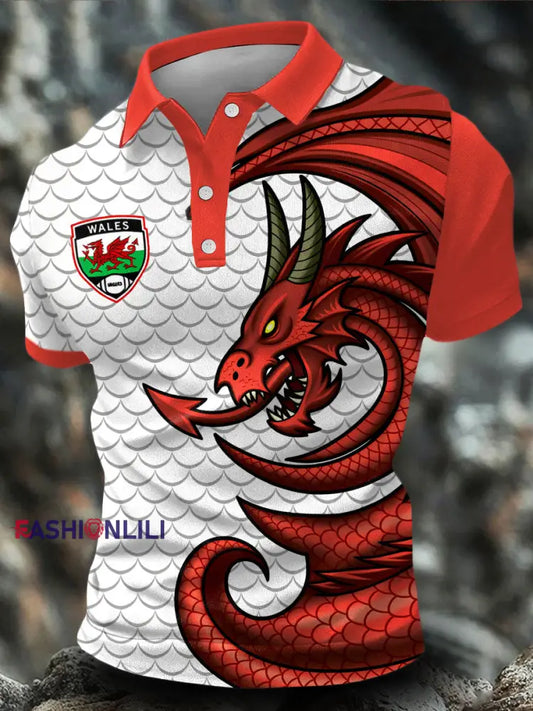 Men’s Wales Welsh Rugby Lover Printed Casual Tops White / S