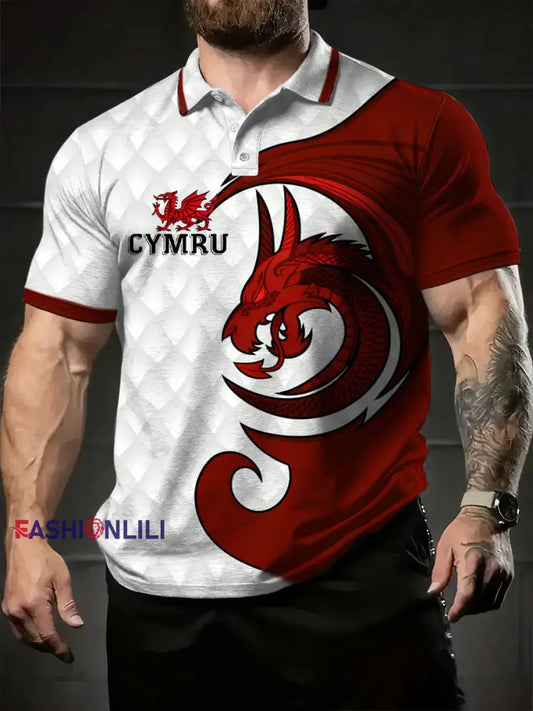 Men’s Wales Welsh Rugby Lover Printed Casual Tops White / S