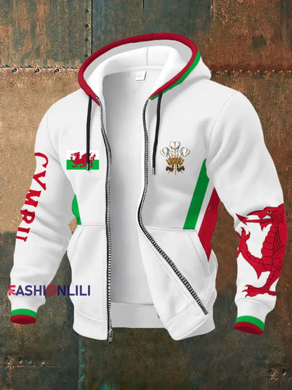 Men’s Wales Welsh Rugby Lover Printed Coat White / S