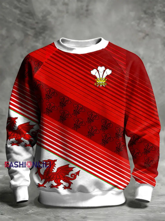 Men’s Wales Welsh Rugby Lover Printed Sweatshirt Red / S