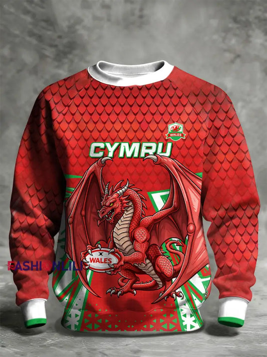 Men’s Wales Welsh Rugby Lover Printed Sweatshirt Red / S