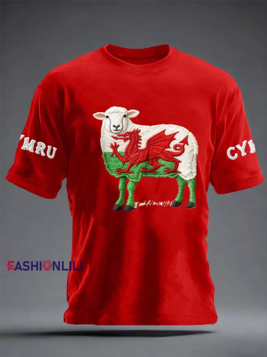 Men’s Wales Welsh Rugby Lover Printed T-shirt Pure Red / S