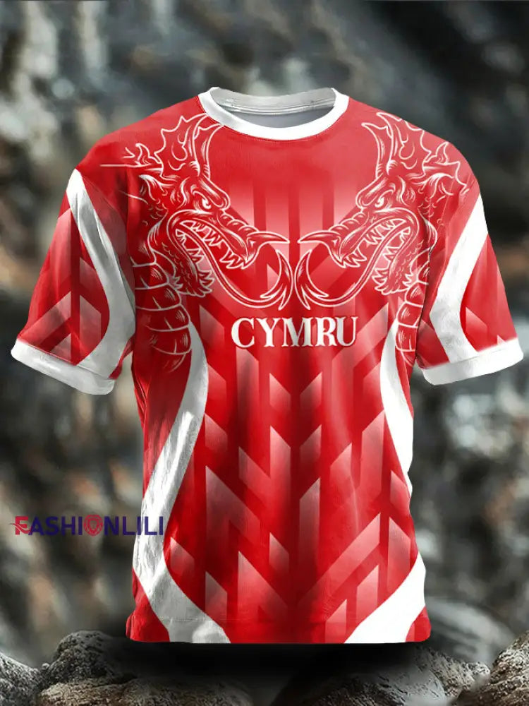Men’s Wales Welsh Rugby Lover Printed T-shirt Red / S