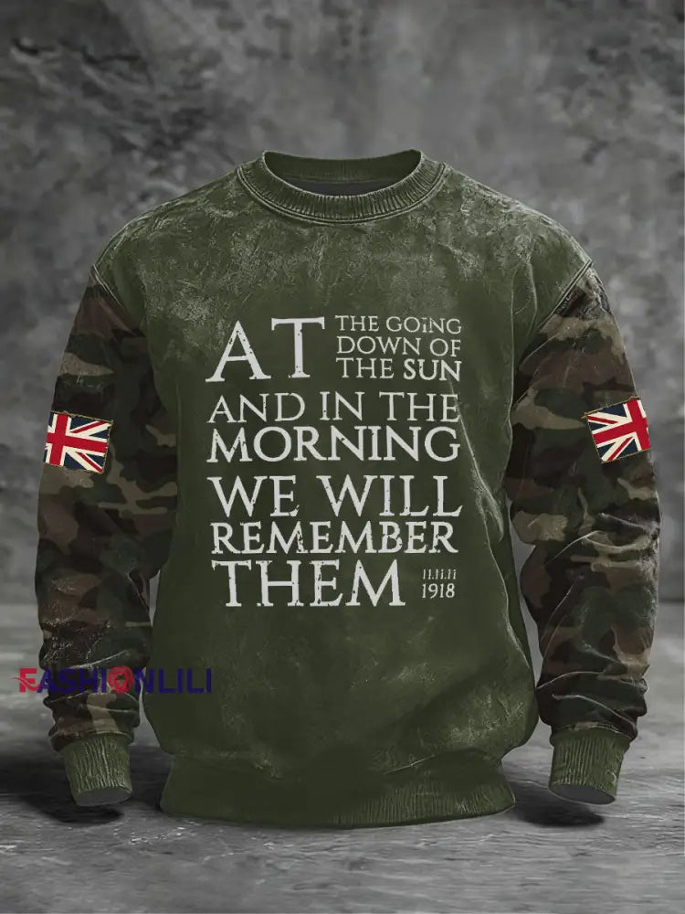 Men’s We Remembrance Them Crew Neck Sweatshirt Army Green / S
