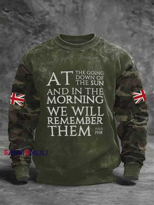 Men’s We Remembrance Them Crew Neck Sweatshirt Army Green / S