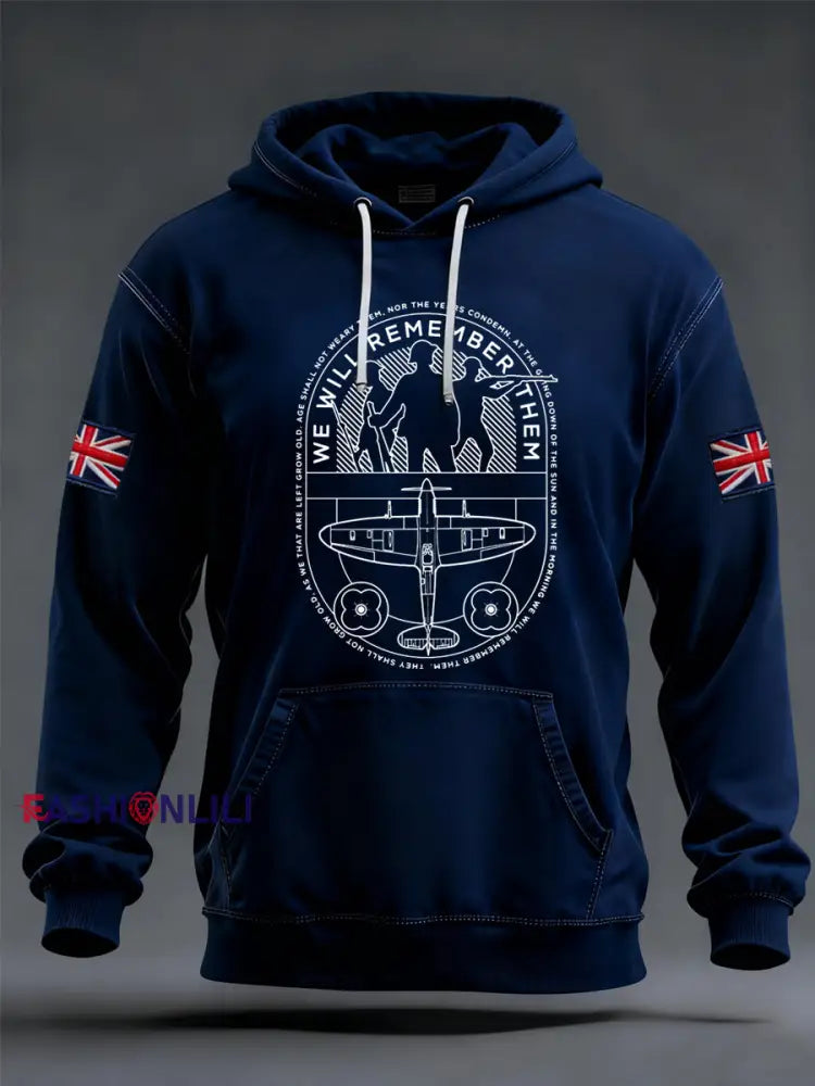 Men’s We Will Remember Them Hoodie Navy Blue / S