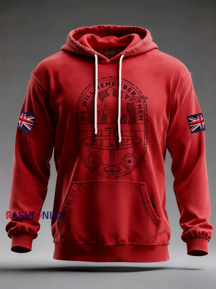 Men’s We Will Remember Them Hoodie Red / S