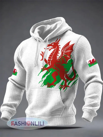 Men’s Welsh Dragon Printed Hoodie - White / S