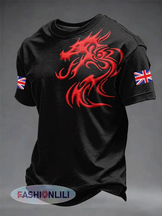 Men’s Welsh Dragon Printed T-shirt - Black / S