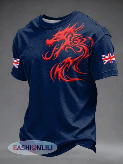Men’s Welsh Dragon Printed T-shirt - Dark Blue / S