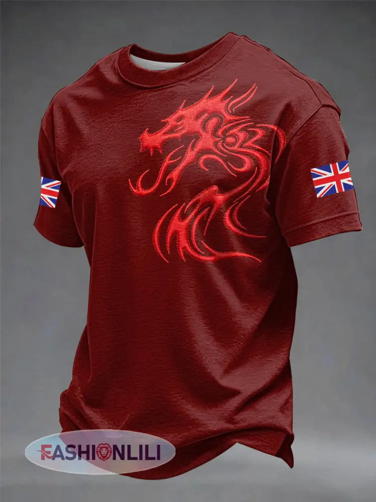 Men’s Welsh Dragon Printed T-shirt - Red / S