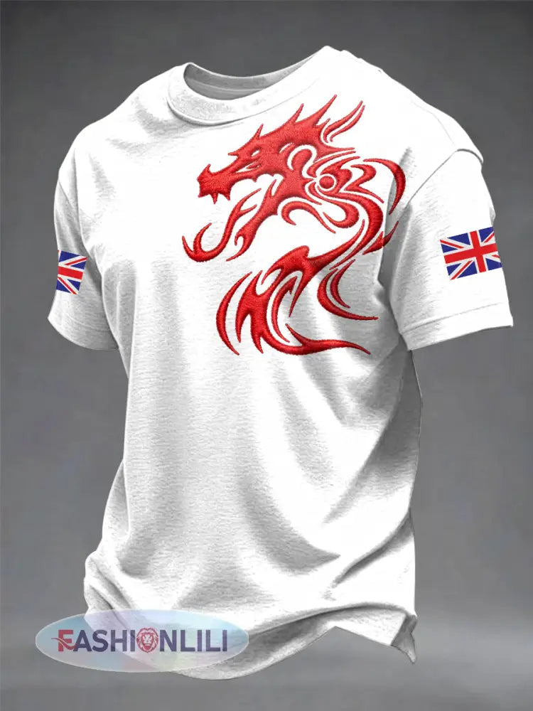 Men’s Welsh Dragon Printed T-shirt - White / S