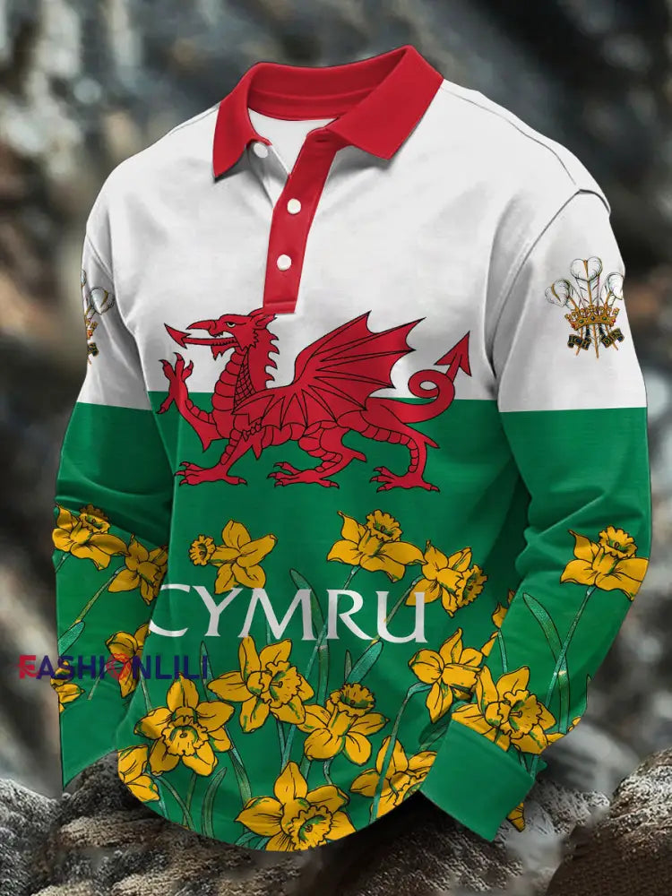 Men’s Welsh Rugby Lover Printed Casual Tops As picture / S