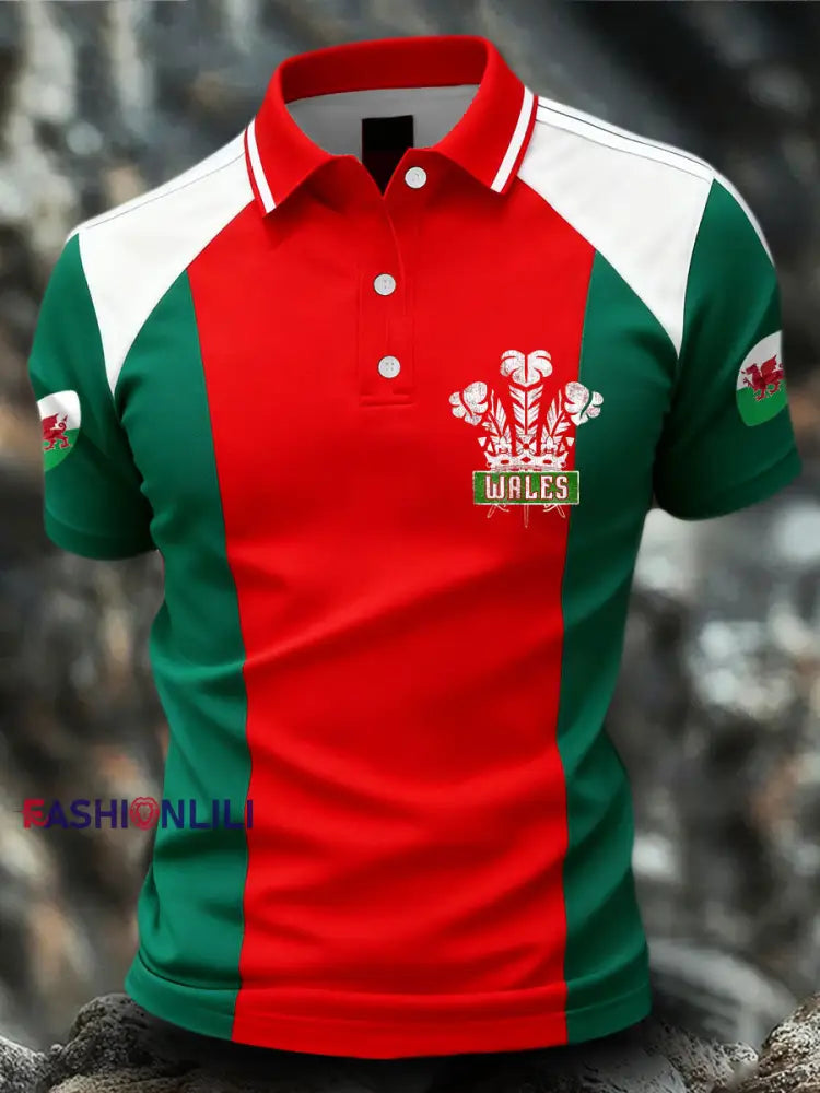 Men’s Welsh Rugby Lover Printed Casual Tops As picture / S
