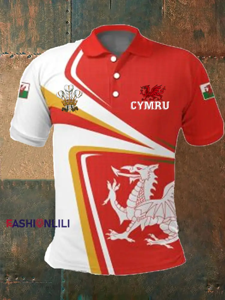 Men’s Welsh rugby Lover Printed polo shirt As picture / S