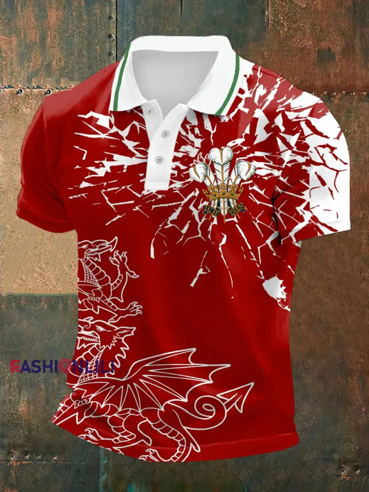 Men’s Welsh rugby Lover Printed polo shirt As picture / S