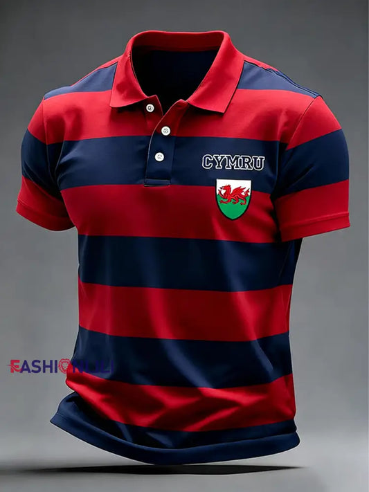 Men’s Welsh Rugby Lover Printed polo shirt As picture / S