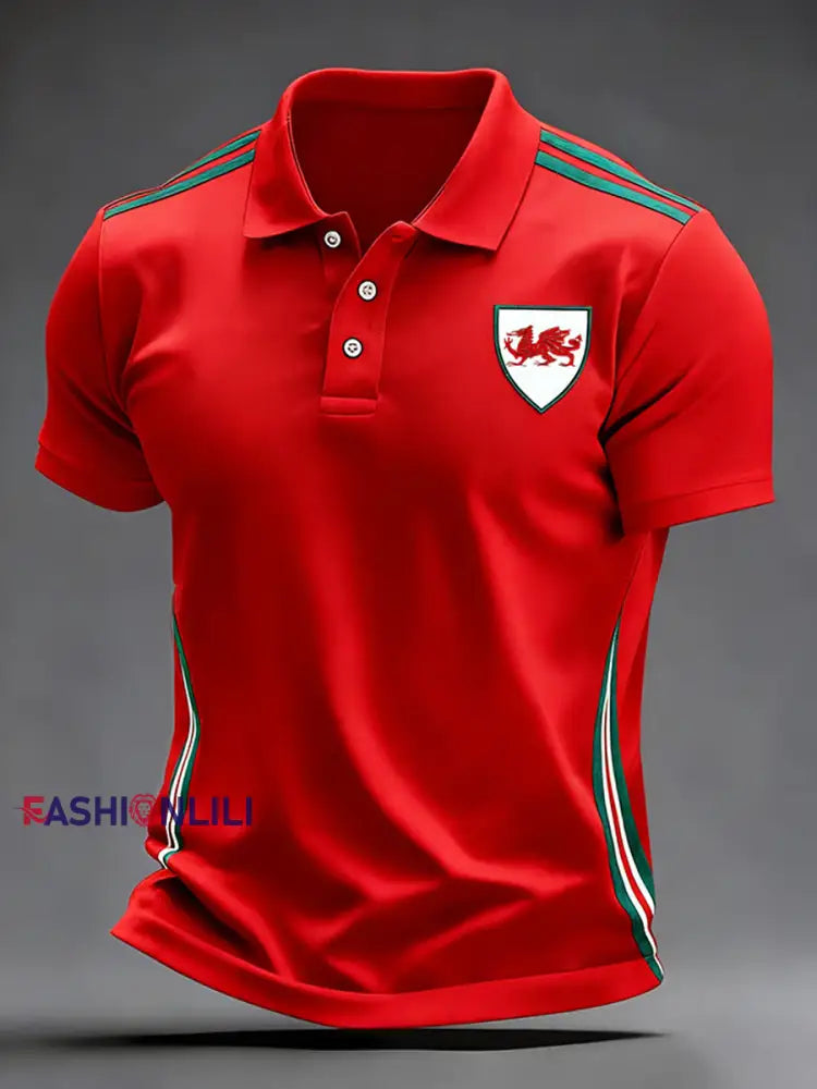 Men’s Welsh Rugby Lover Printed polo shirt Red / S